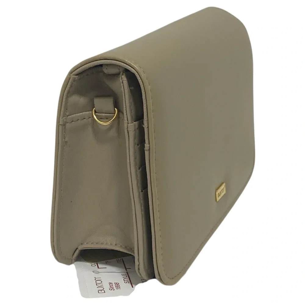 Buxton Vintage Tan Taupe Leather Convertible Mini Bag Clutch - NWT